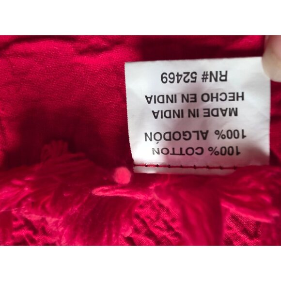 Set Of 5 Red Fringe Cotton Placemats 16" X 13" Table Linens Made In India - Picture 4 of 6